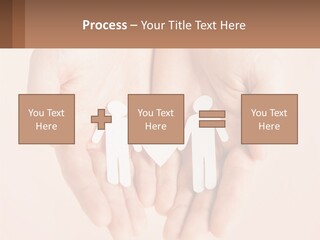 Two Hands Holding A Paper Cutout Of Two People Holding A Heart PowerPoint Template