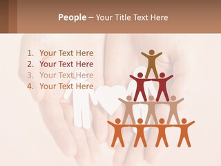 Two Hands Holding A Paper Cutout Of Two People Holding A Heart PowerPoint Template