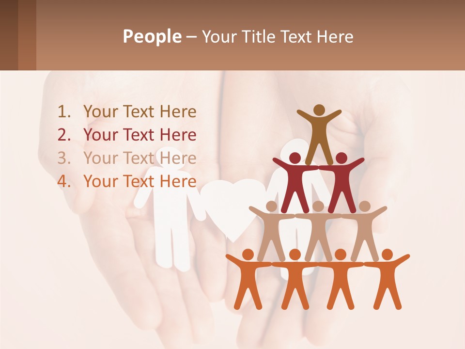 Two Hands Holding A Paper Cutout Of Two People Holding A Heart PowerPoint Template