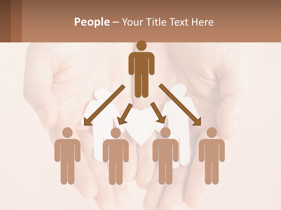 Two Hands Holding A Paper Cutout Of Two People Holding A Heart PowerPoint Template