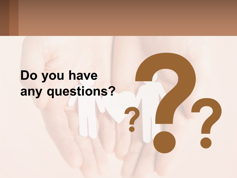 Two Hands Holding A Paper Cutout Of Two People Holding A Heart PowerPoint Template