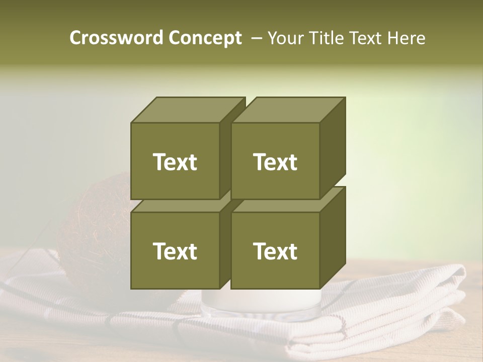 A Glass Of Milk Next To A Coconut On A Table PowerPoint Template