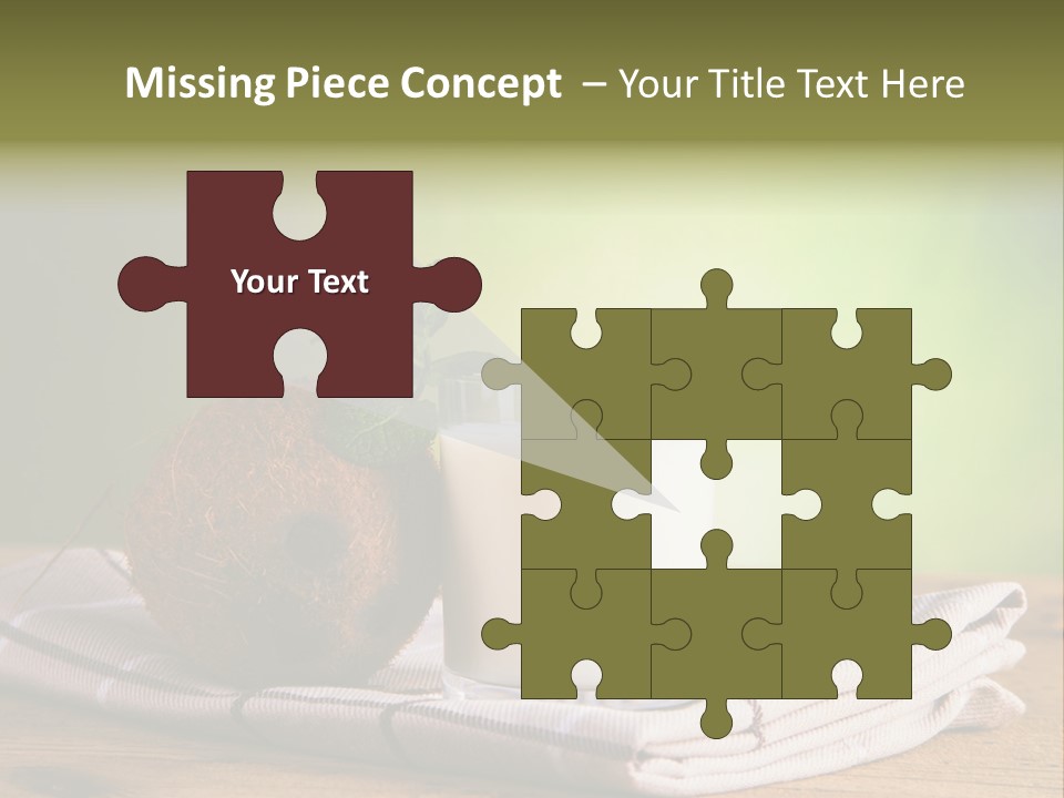 A Glass Of Milk Next To A Coconut On A Table PowerPoint Template