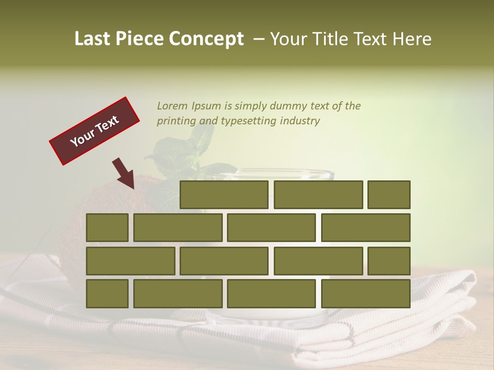 A Glass Of Milk Next To A Coconut On A Table PowerPoint Template