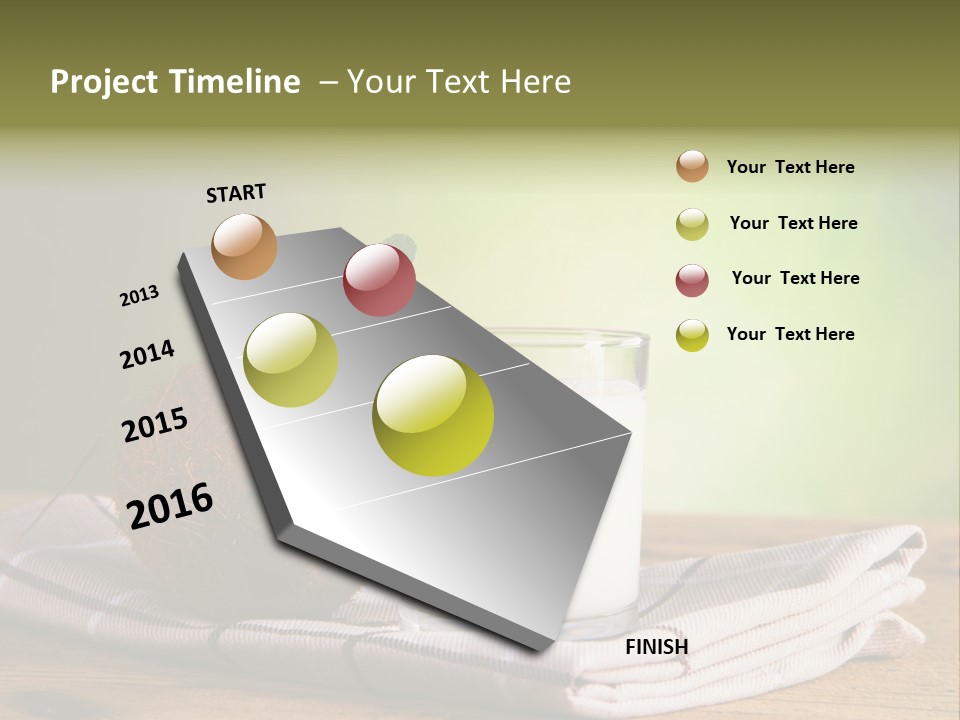 A Glass Of Milk Next To A Coconut On A Table PowerPoint Template