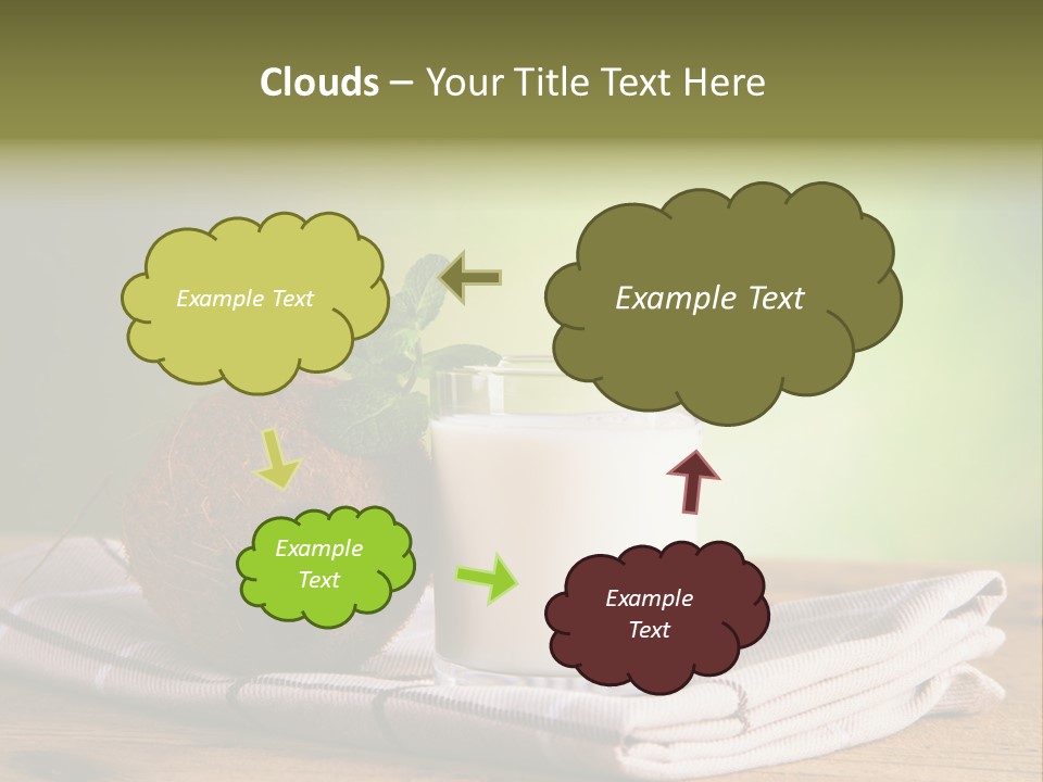 A Glass Of Milk Next To A Coconut On A Table PowerPoint Template