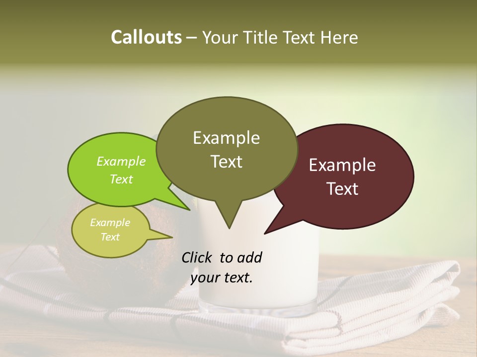 A Glass Of Milk Next To A Coconut On A Table PowerPoint Template