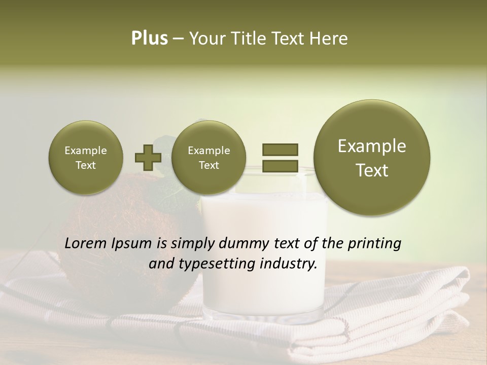 A Glass Of Milk Next To A Coconut On A Table PowerPoint Template