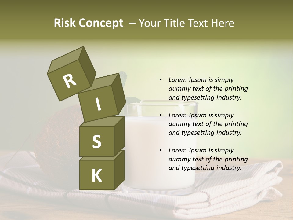 A Glass Of Milk Next To A Coconut On A Table PowerPoint Template