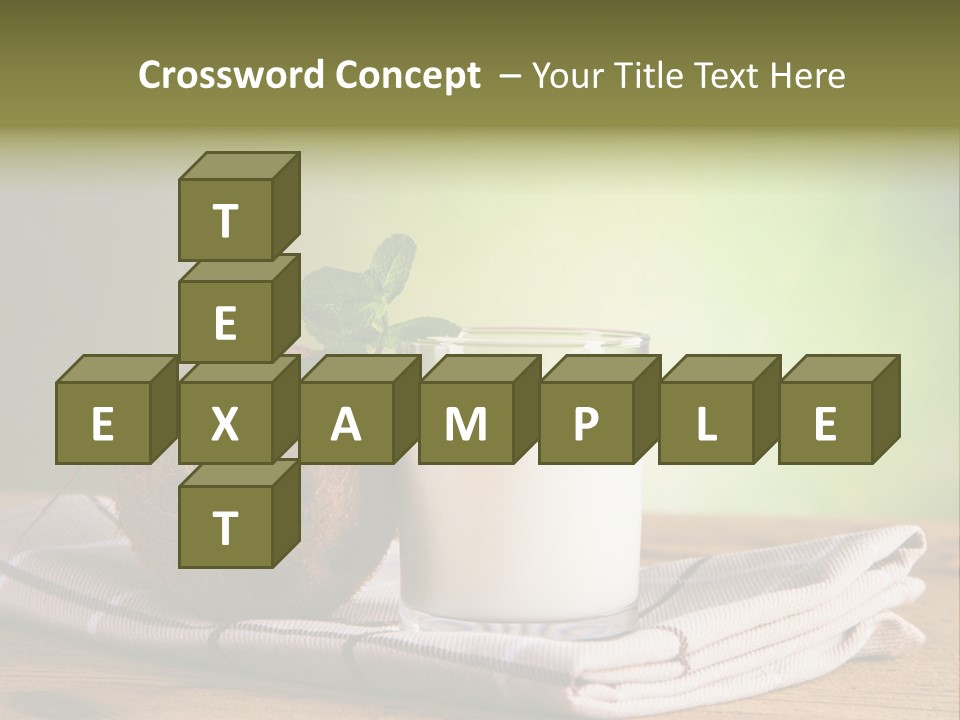 A Glass Of Milk Next To A Coconut On A Table PowerPoint Template