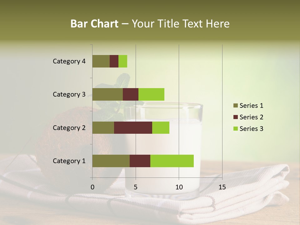 A Glass Of Milk Next To A Coconut On A Table PowerPoint Template