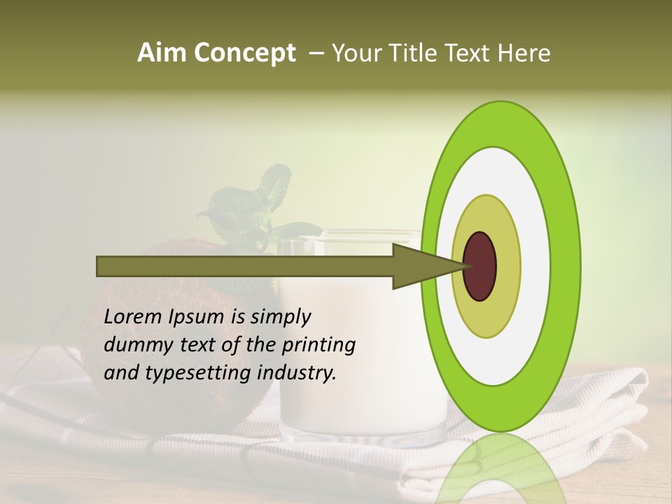 A Glass Of Milk Next To A Coconut On A Table PowerPoint Template