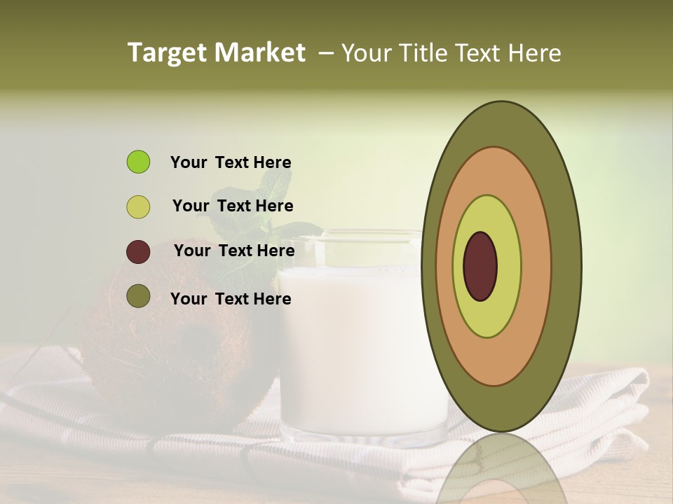 A Glass Of Milk Next To A Coconut On A Table PowerPoint Template