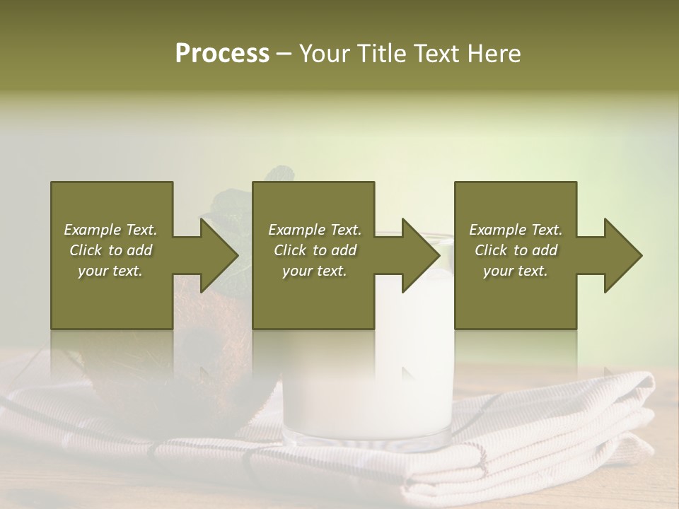 A Glass Of Milk Next To A Coconut On A Table PowerPoint Template
