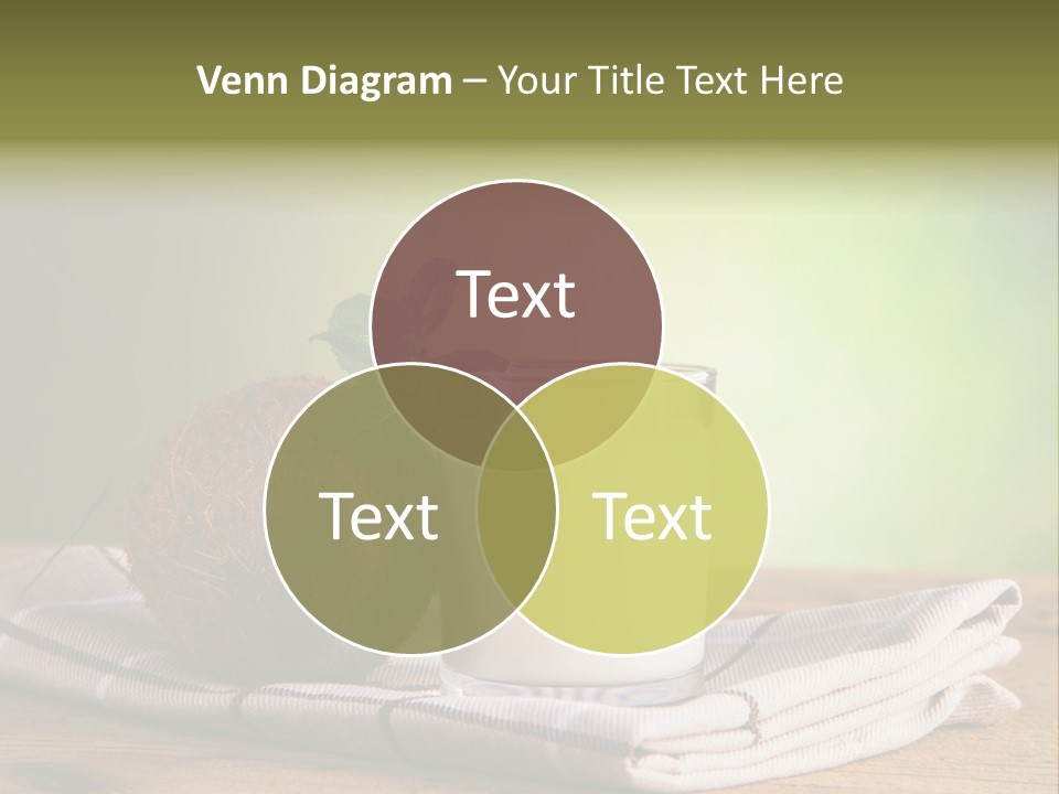 A Glass Of Milk Next To A Coconut On A Table PowerPoint Template