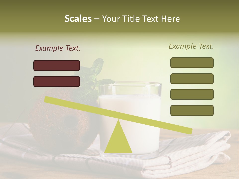 A Glass Of Milk Next To A Coconut On A Table PowerPoint Template