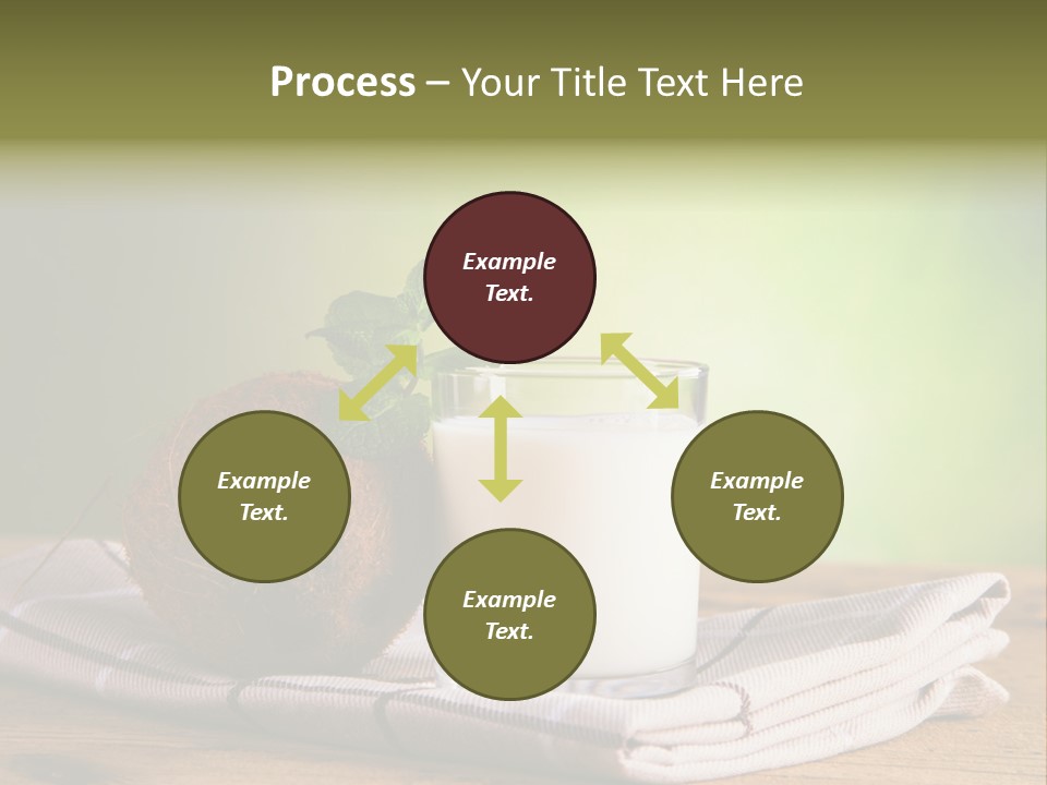 A Glass Of Milk Next To A Coconut On A Table PowerPoint Template