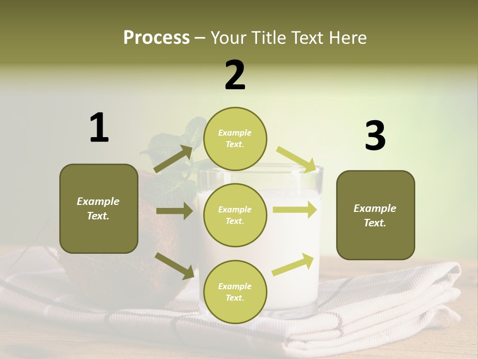 A Glass Of Milk Next To A Coconut On A Table PowerPoint Template