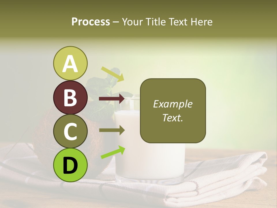 A Glass Of Milk Next To A Coconut On A Table PowerPoint Template