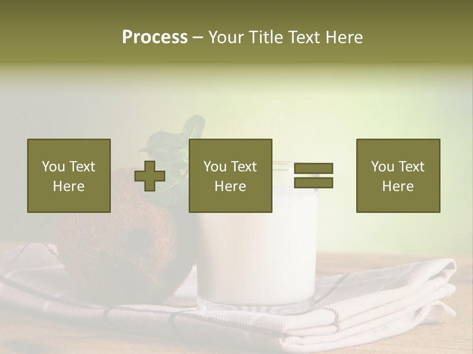 A Glass Of Milk Next To A Coconut On A Table PowerPoint Template