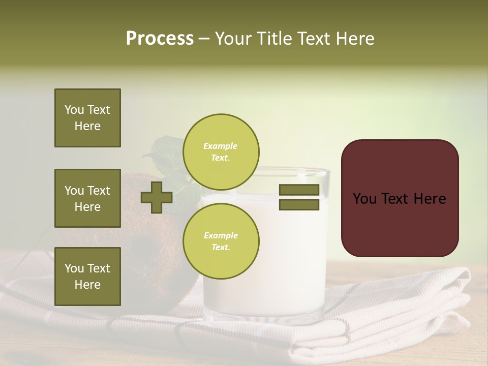 A Glass Of Milk Next To A Coconut On A Table PowerPoint Template