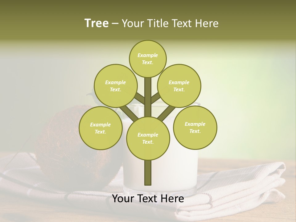 A Glass Of Milk Next To A Coconut On A Table PowerPoint Template