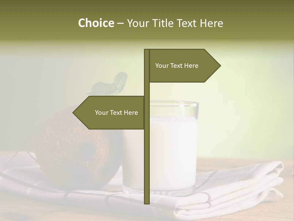 A Glass Of Milk Next To A Coconut On A Table PowerPoint Template