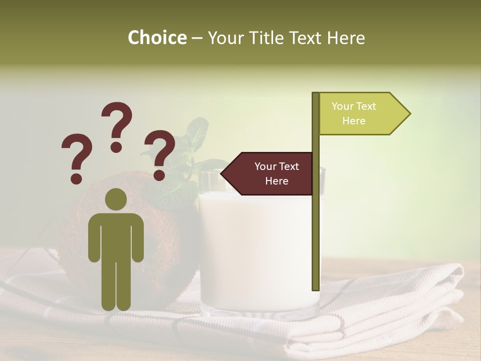 A Glass Of Milk Next To A Coconut On A Table PowerPoint Template