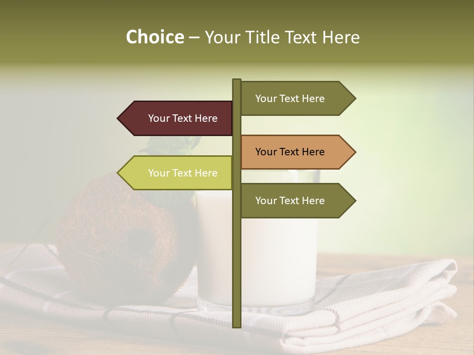A Glass Of Milk Next To A Coconut On A Table PowerPoint Template