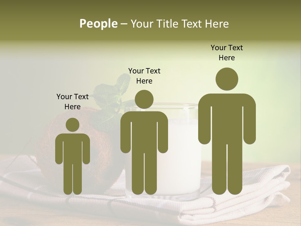A Glass Of Milk Next To A Coconut On A Table PowerPoint Template