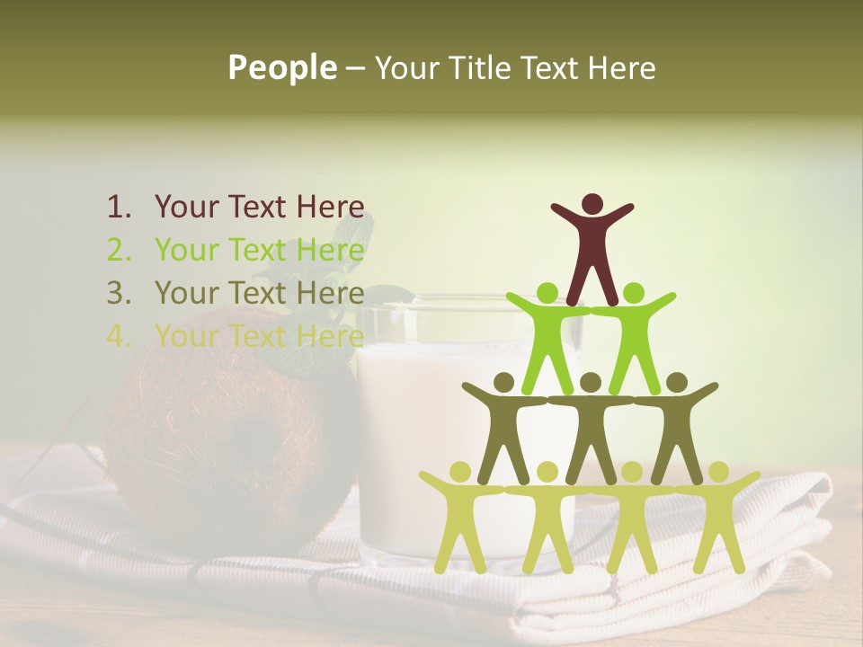 A Glass Of Milk Next To A Coconut On A Table PowerPoint Template