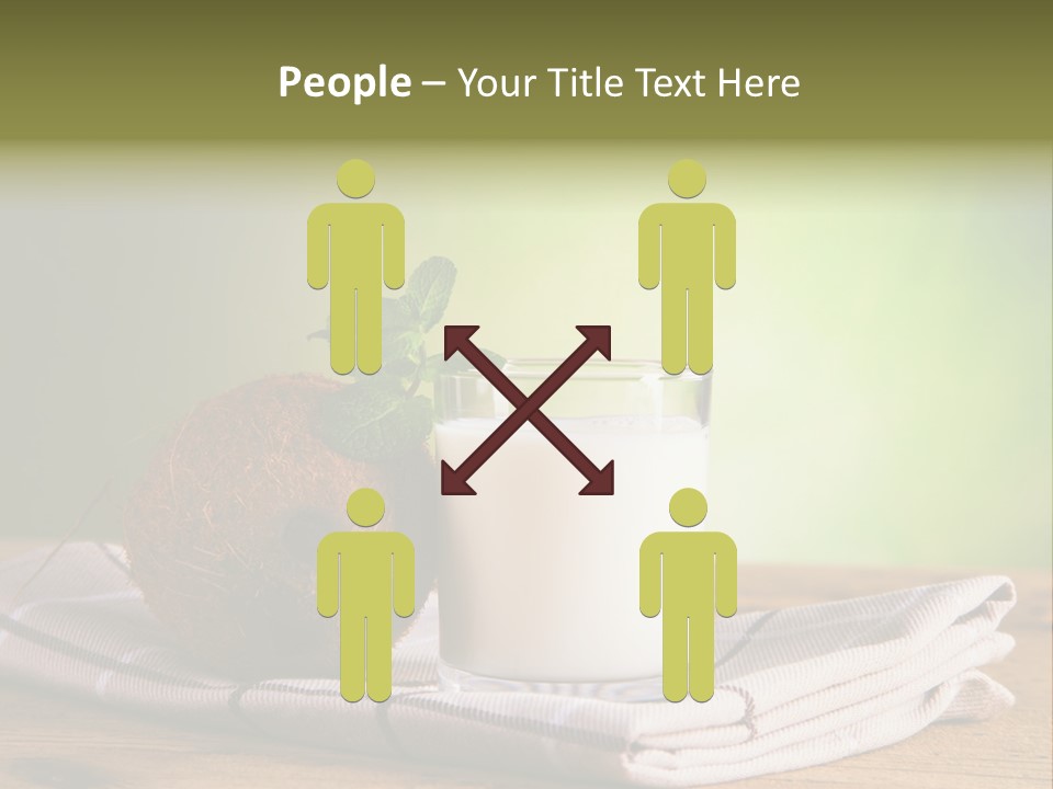 A Glass Of Milk Next To A Coconut On A Table PowerPoint Template