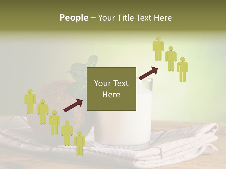 A Glass Of Milk Next To A Coconut On A Table PowerPoint Template