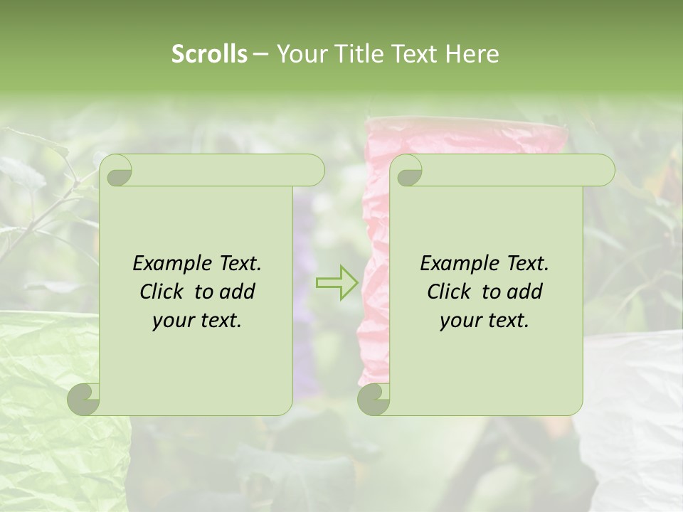 A Group Of Colorful Paper Wrapped In Pink, Purple, And Green PowerPoint Template