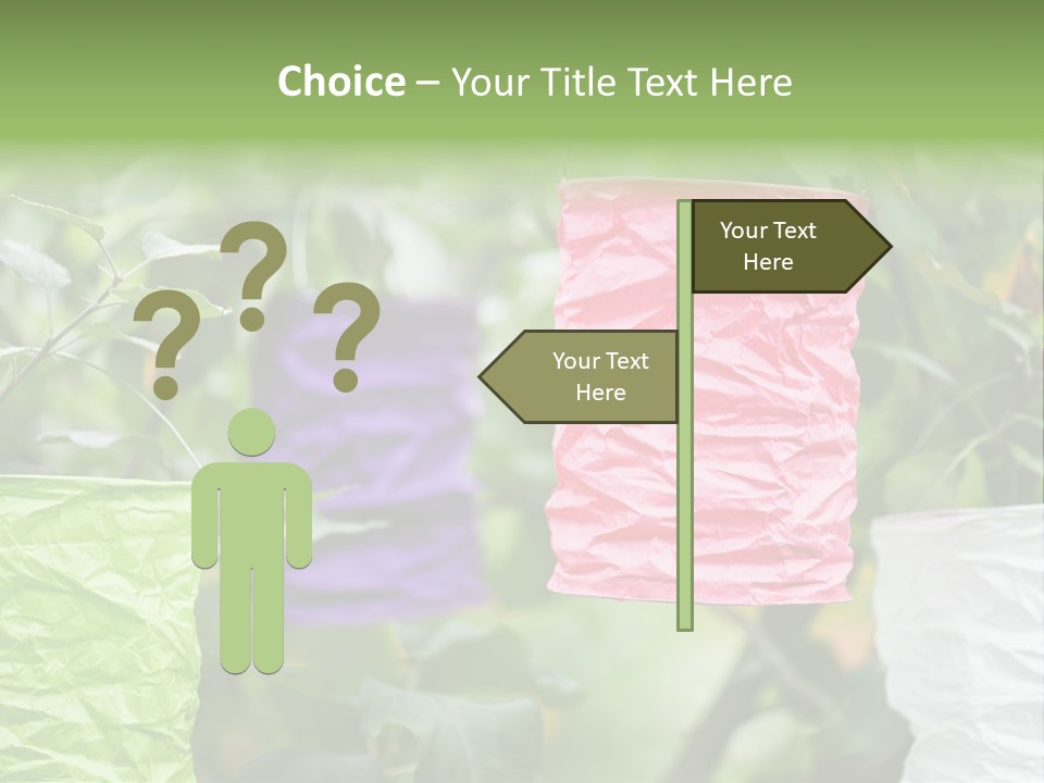 A Group Of Colorful Paper Wrapped In Pink, Purple, And Green PowerPoint Template