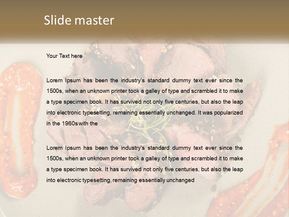 A Plate Of Meat With Sauce On The Side PowerPoint Template