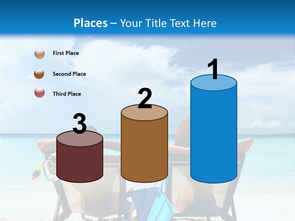 Two People Sitting In Chairs On A Beach PowerPoint Template