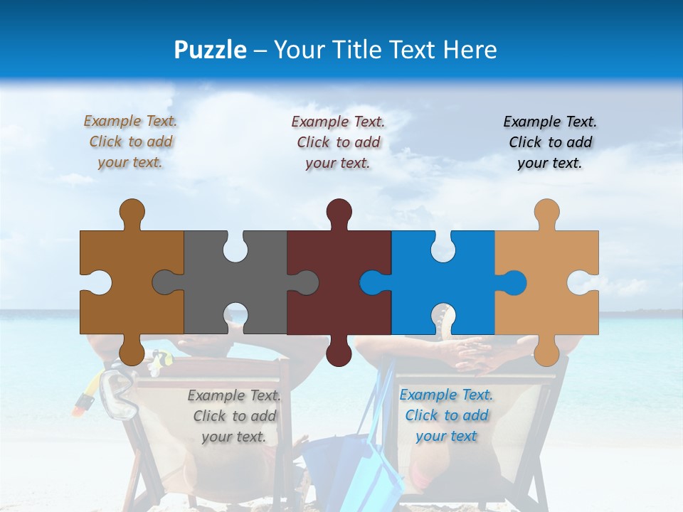 Two People Sitting In Chairs On A Beach PowerPoint Template