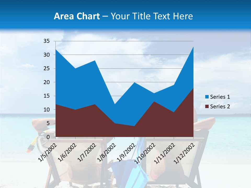 Two People Sitting In Chairs On A Beach PowerPoint Template