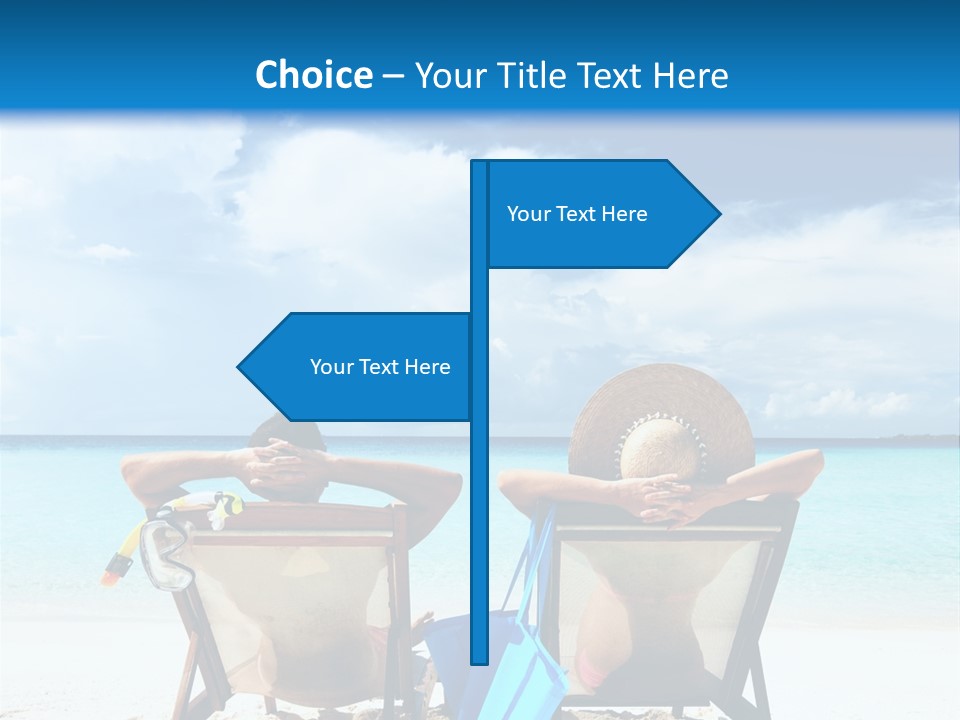 Two People Sitting In Chairs On A Beach PowerPoint Template
