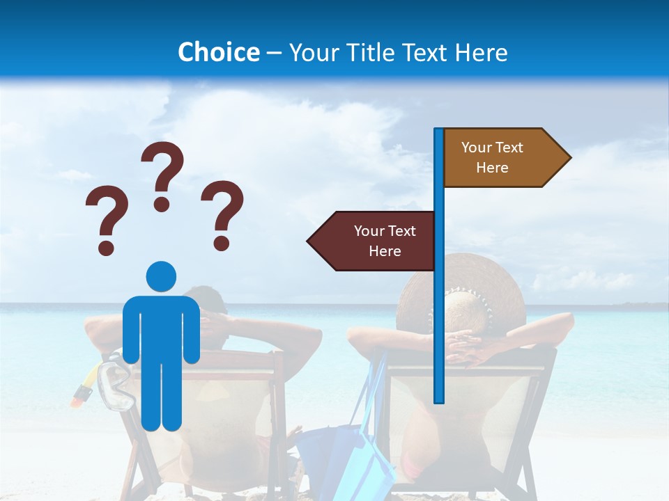 Two People Sitting In Chairs On A Beach PowerPoint Template