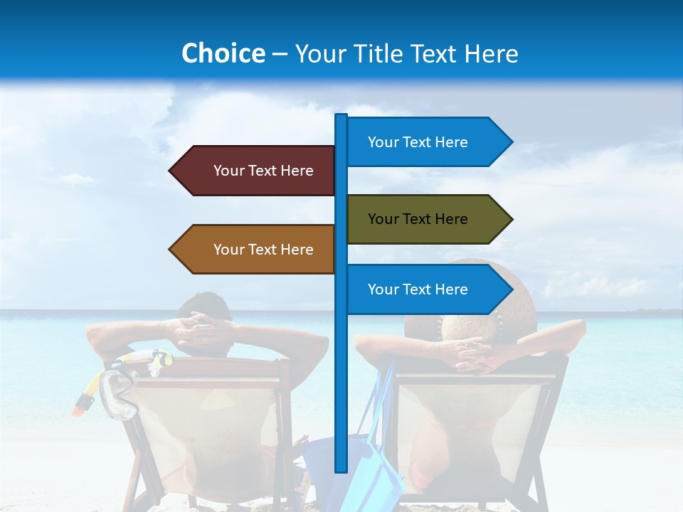 Two People Sitting In Chairs On A Beach PowerPoint Template