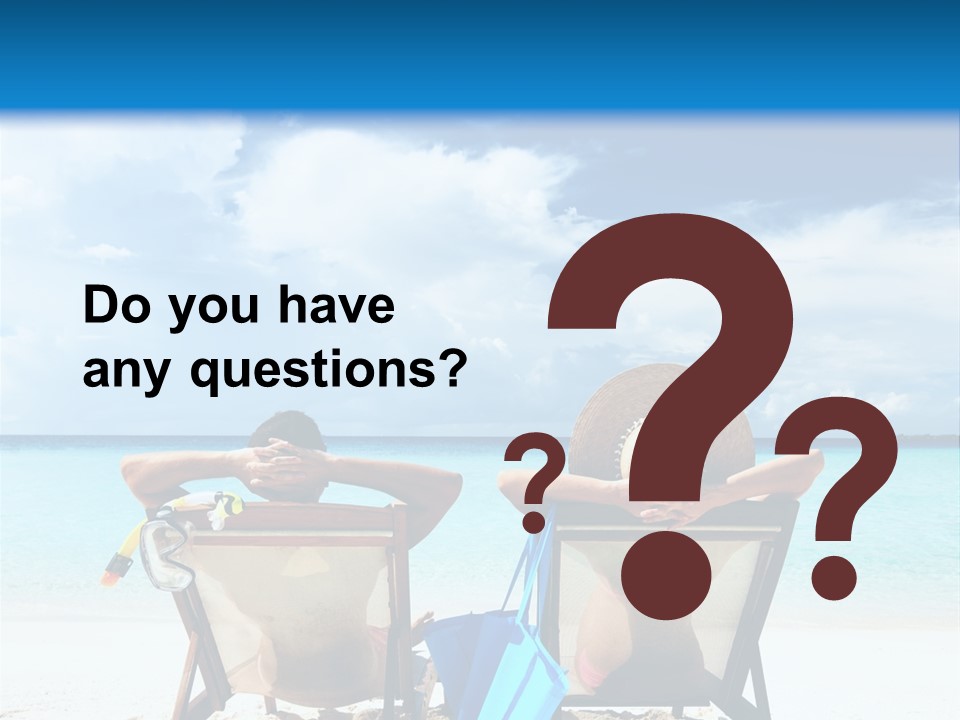 Two People Sitting In Chairs On A Beach PowerPoint Template