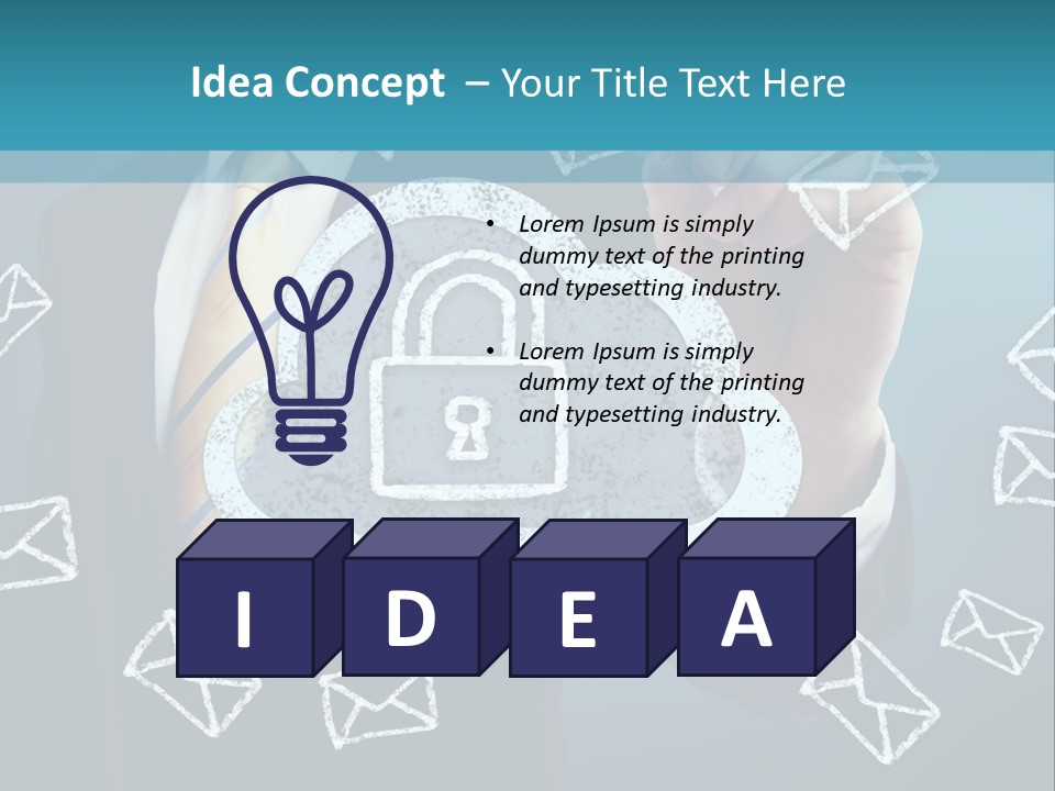 A Man In A Suit Is Drawing A Cloud With A Lock On It PowerPoint Template