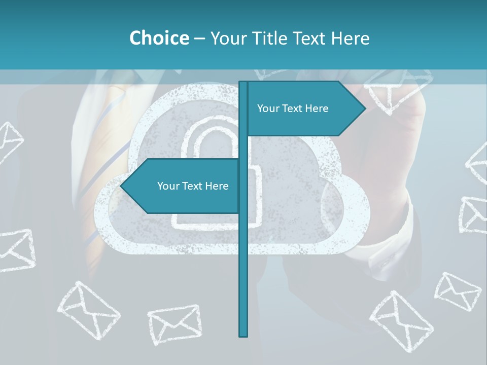 A Man In A Suit Is Drawing A Cloud With A Lock On It PowerPoint Template
