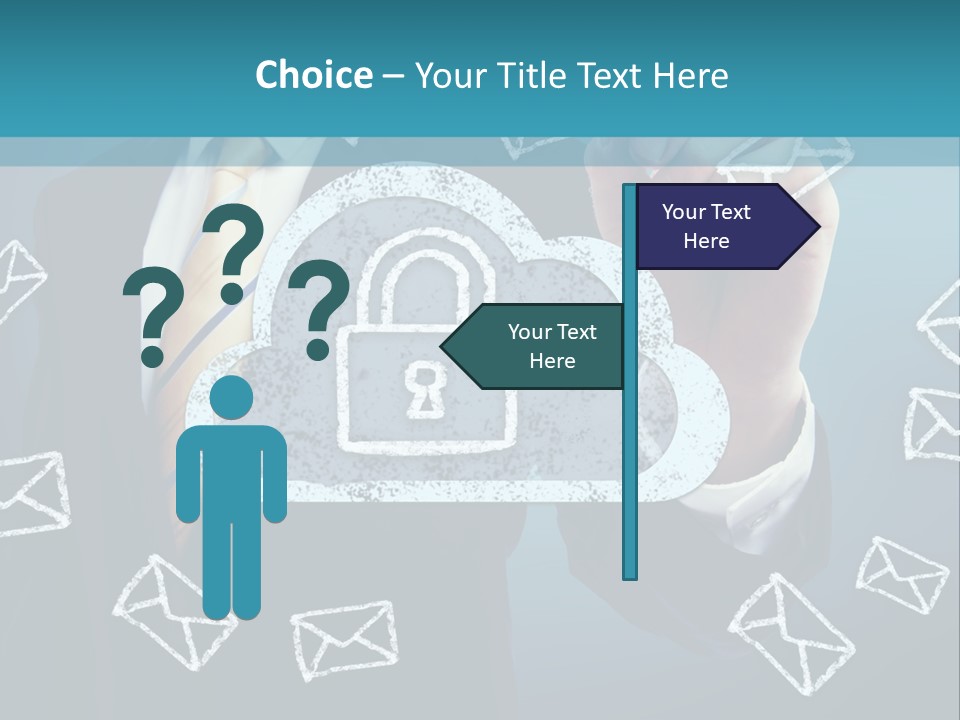 A Man In A Suit Is Drawing A Cloud With A Lock On It PowerPoint Template