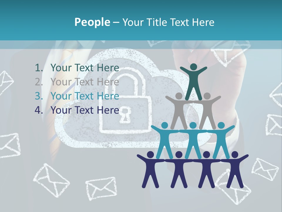 A Man In A Suit Is Drawing A Cloud With A Lock On It PowerPoint Template