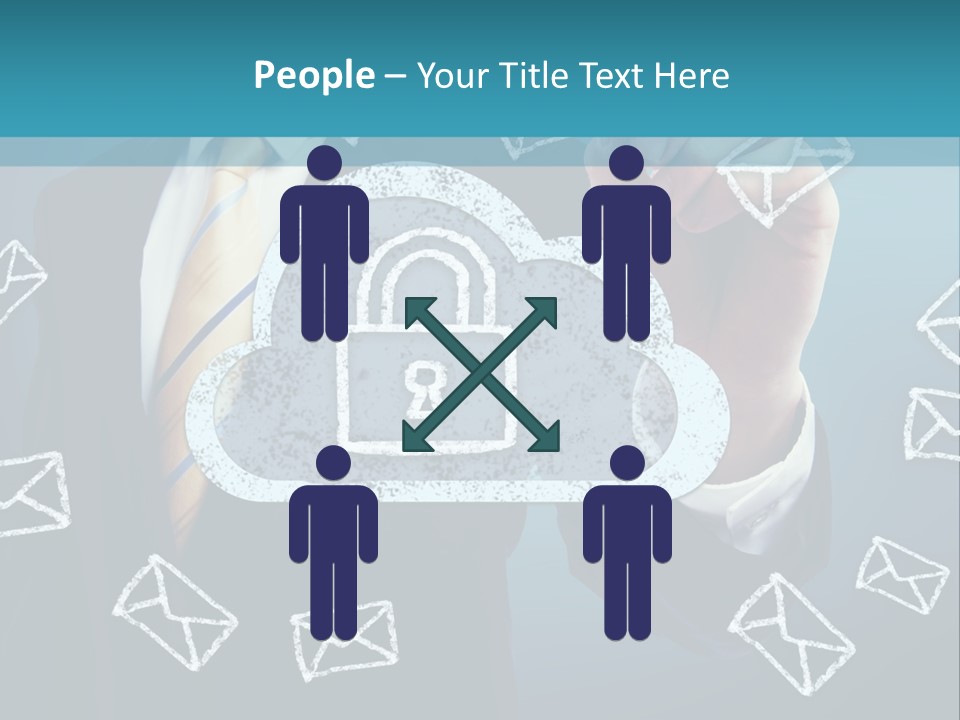 A Man In A Suit Is Drawing A Cloud With A Lock On It PowerPoint Template