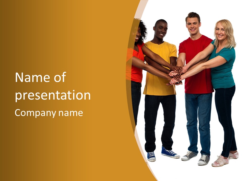 A Group Of People Holding Hands In A Circle PowerPoint Template