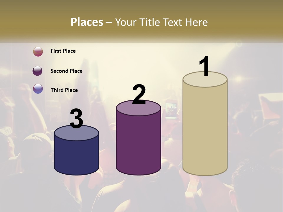 A Crowd Of People At A Concert With Their Hands Up PowerPoint Template